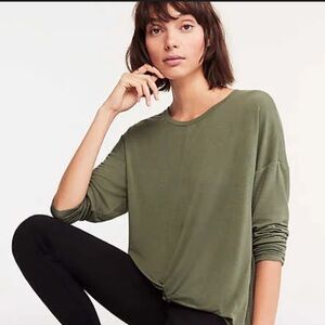 Lou & Grey heathered green knit top Large